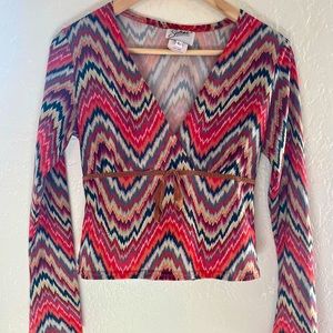 Vintage Selena Quintanilla ETC Boutique Zig Zag Stripe / Chevron Blouse